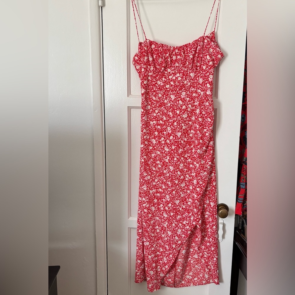 Zara Printed Corsetry-Inspired Midi Dress SZ L - Picture 5 of 14